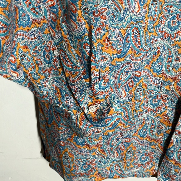 Ralph Lauren Purple Label Men Linen Casual Button Shirt Italy Paisley Sz Large - Picture 6 of 9